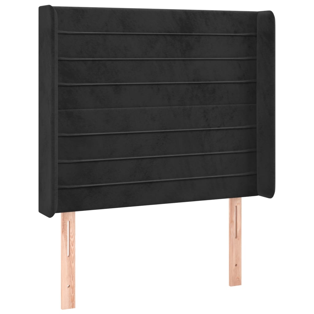 LED uzglavlje crno 83x16x118/128 cm baršunasto