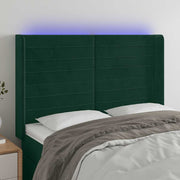 LED uzglavlje tamnozeleno 147x16x118/128 cm baršunasto