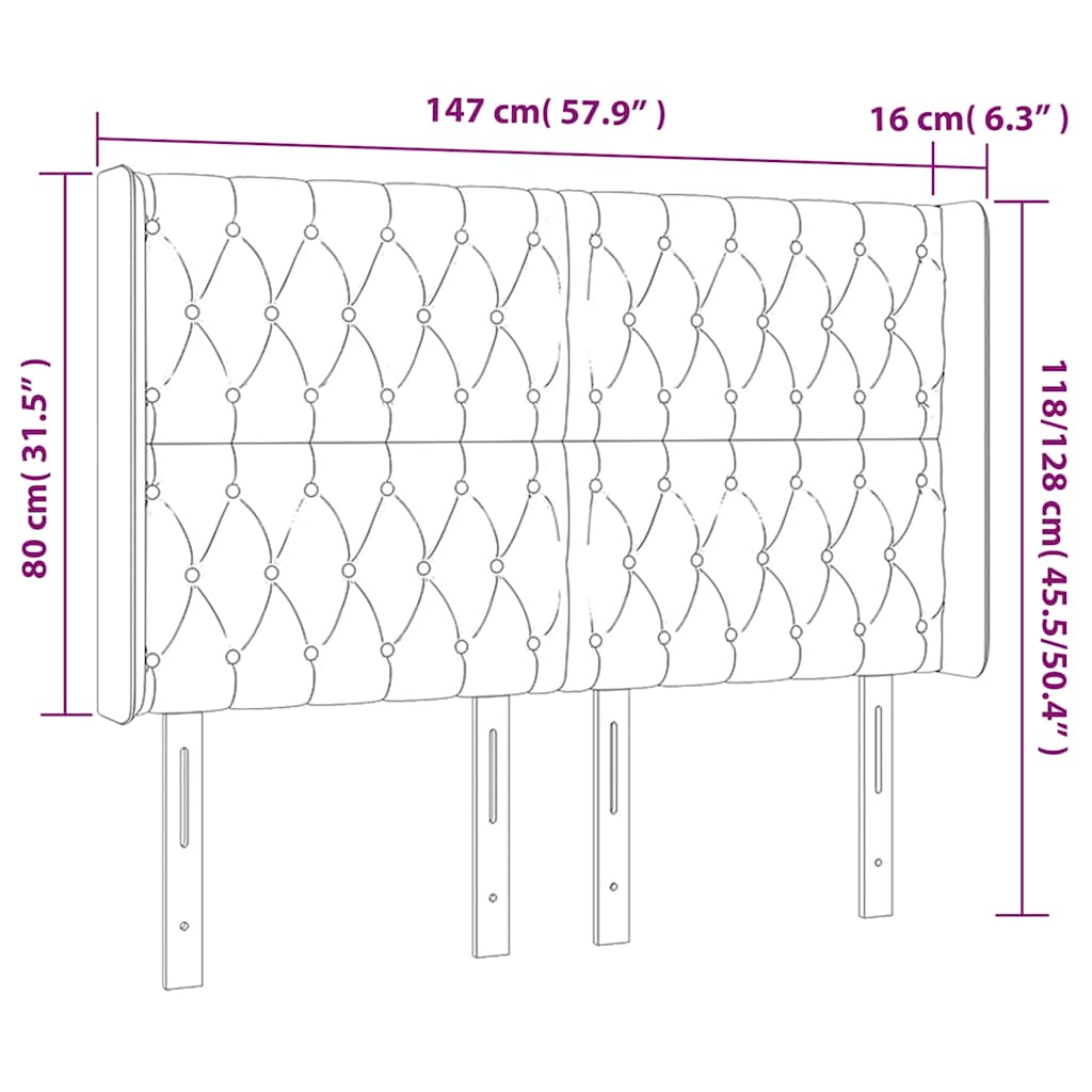 LED uzglavlje tamnoplavo 147x16x118/128 cm baršunasto