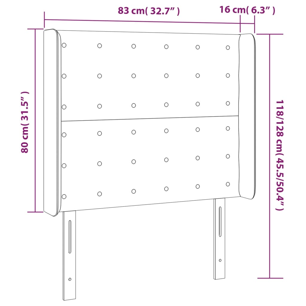 LED uzglavlje crno 83 x 16 x 118/128 cm od tkanine