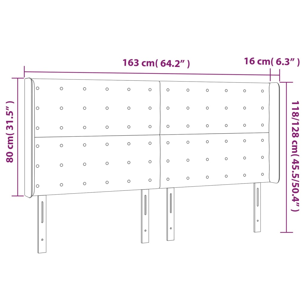 LED uzglavlje svjetlosivo 163 x 16 x 118/128 cm od tkanine
