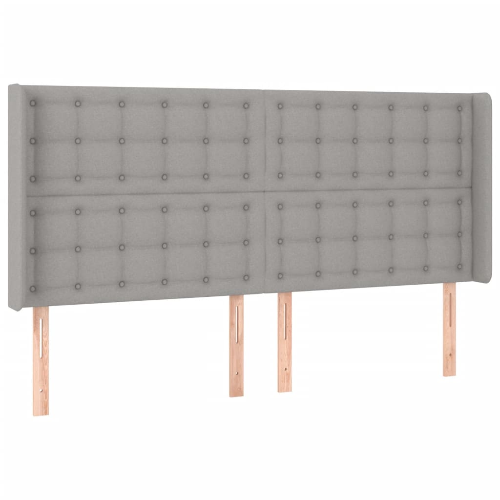 LED uzglavlje svjetlosivo 203 x 16 x 118/128 cm od tkanine