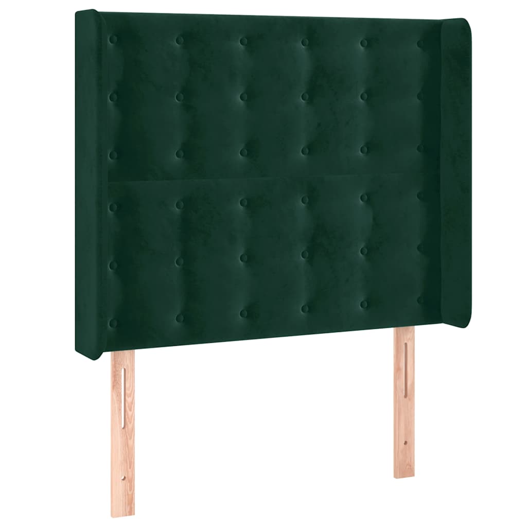 LED uzglavlje tamnozeleno 103x16x118/128 cm baršunasto