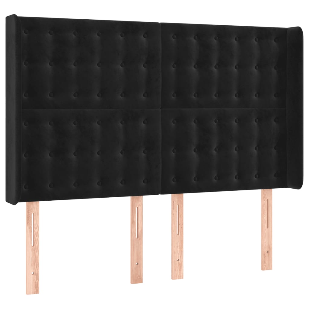 LED uzglavlje crno 147x16x118/128 cm baršunasto