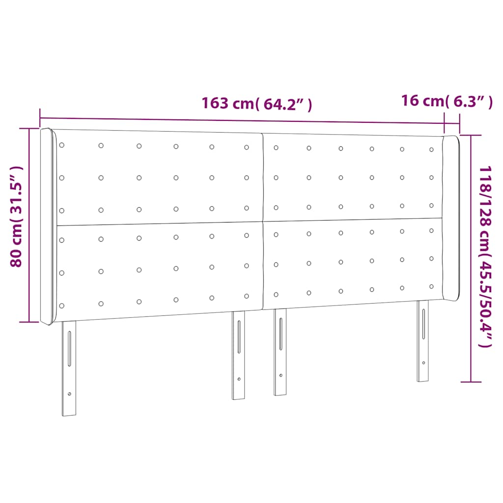 LED uzglavlje tamnozeleno 163x16x118/128 cm baršunasto