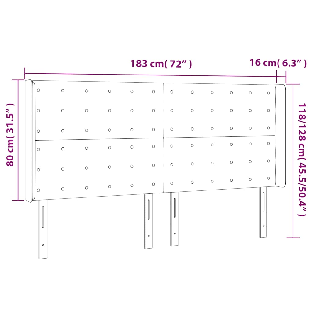 LED uzglavlje tamnozeleno 183 x 16 x 118/128 cm baršunasto