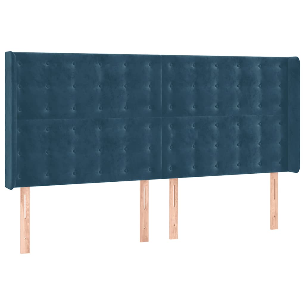 LED uzglavlje tamnoplavo 203 x 16 x 118/128 cm od tkanine
