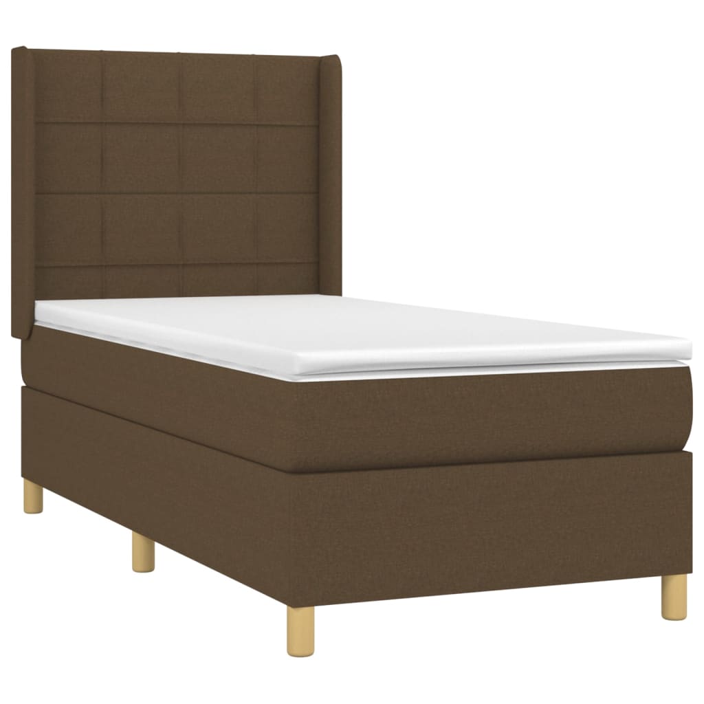 Krevet box spring s madracem LED tamnosmeđi 100x200 cm tkanina