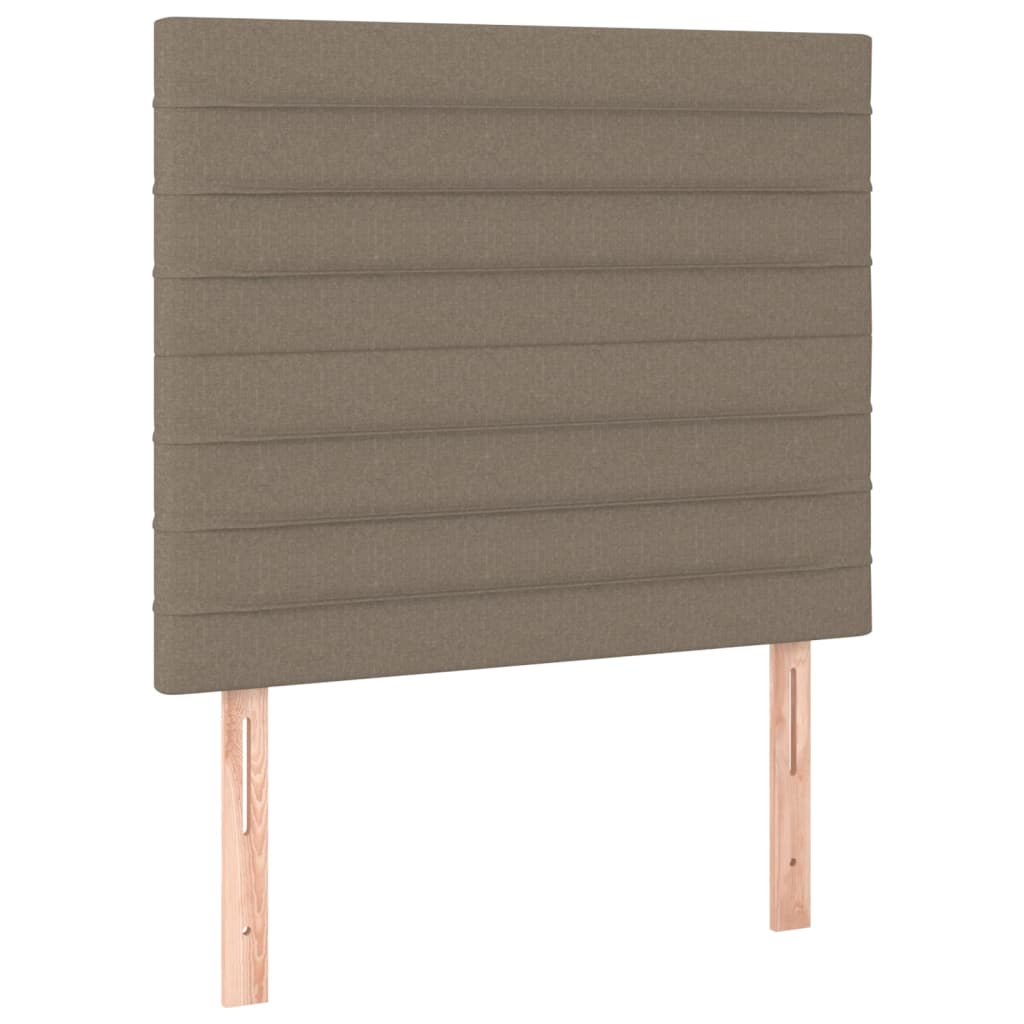 Krevet box spring s madracem LED smeđesivi 120 x 200 cm tkanina