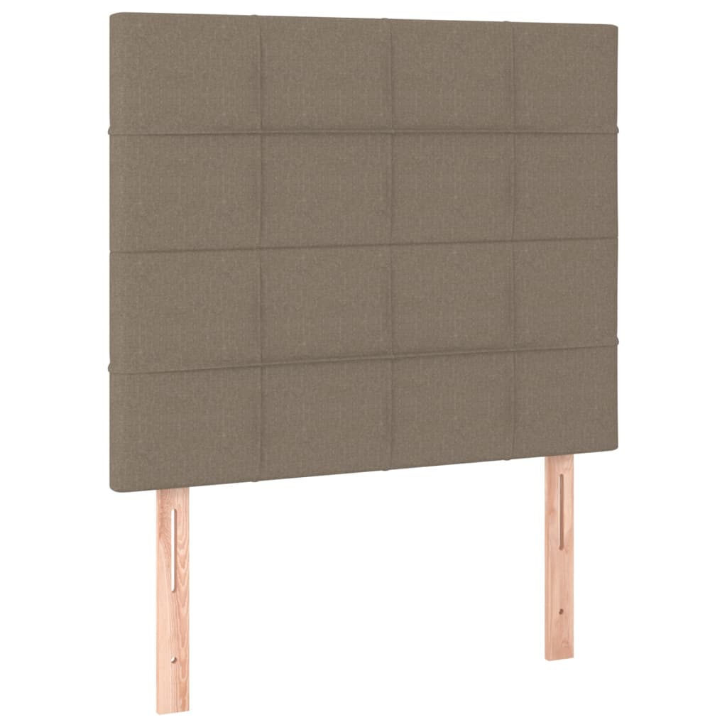 Krevet box spring s madracem LED smeđesivi 120 x 200 cm tkanina