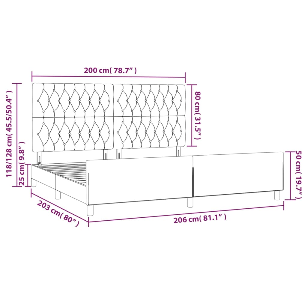 Okvir za krevet s uzglavljem plavi 200 x 200 cm od tkanine