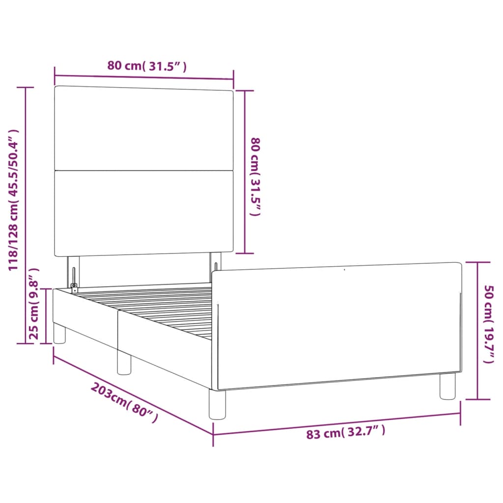Okvir za krevet s uzglavljem crni 80 x 200 cm od umjetne kože