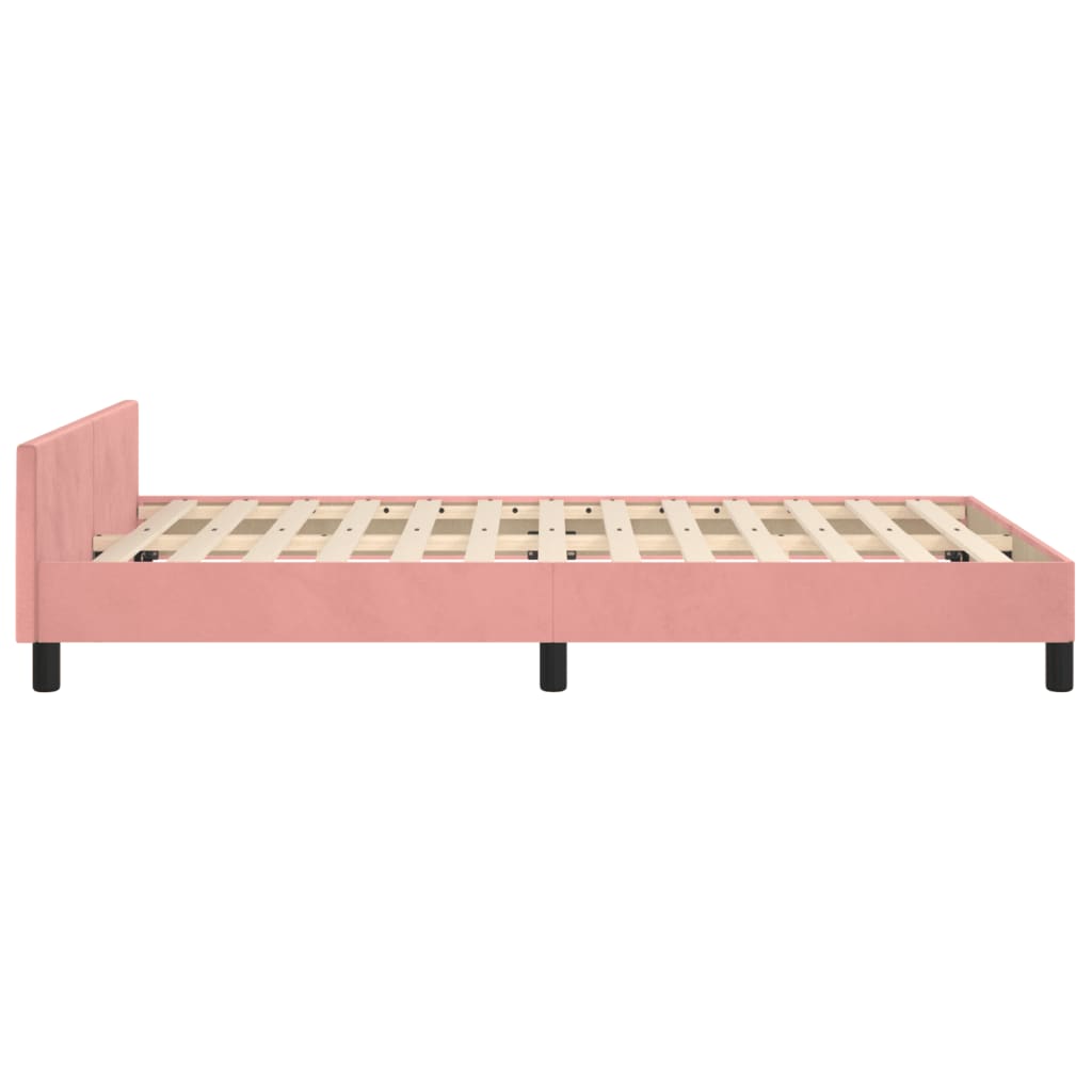 Okvir za krevet s uzglavljem ružičasti 120 x 200 cm baršunasti