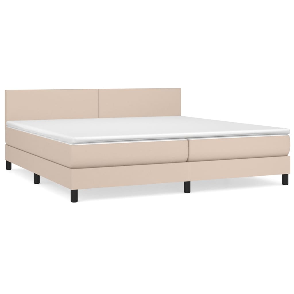 Krevet box spring s madracem cappuccino 200x200cm umjetna koža