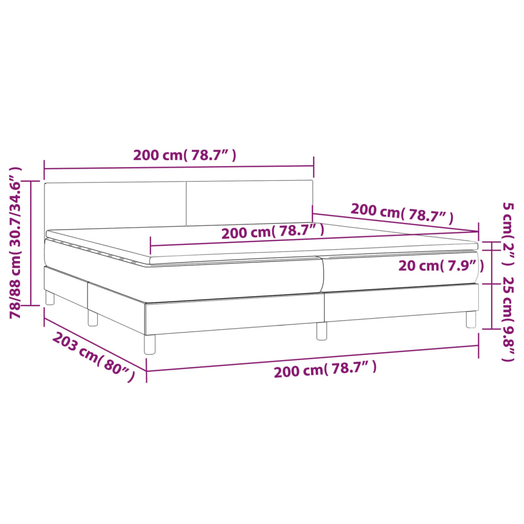 Krevet box spring s madracem cappuccino 200x200cm umjetna koža