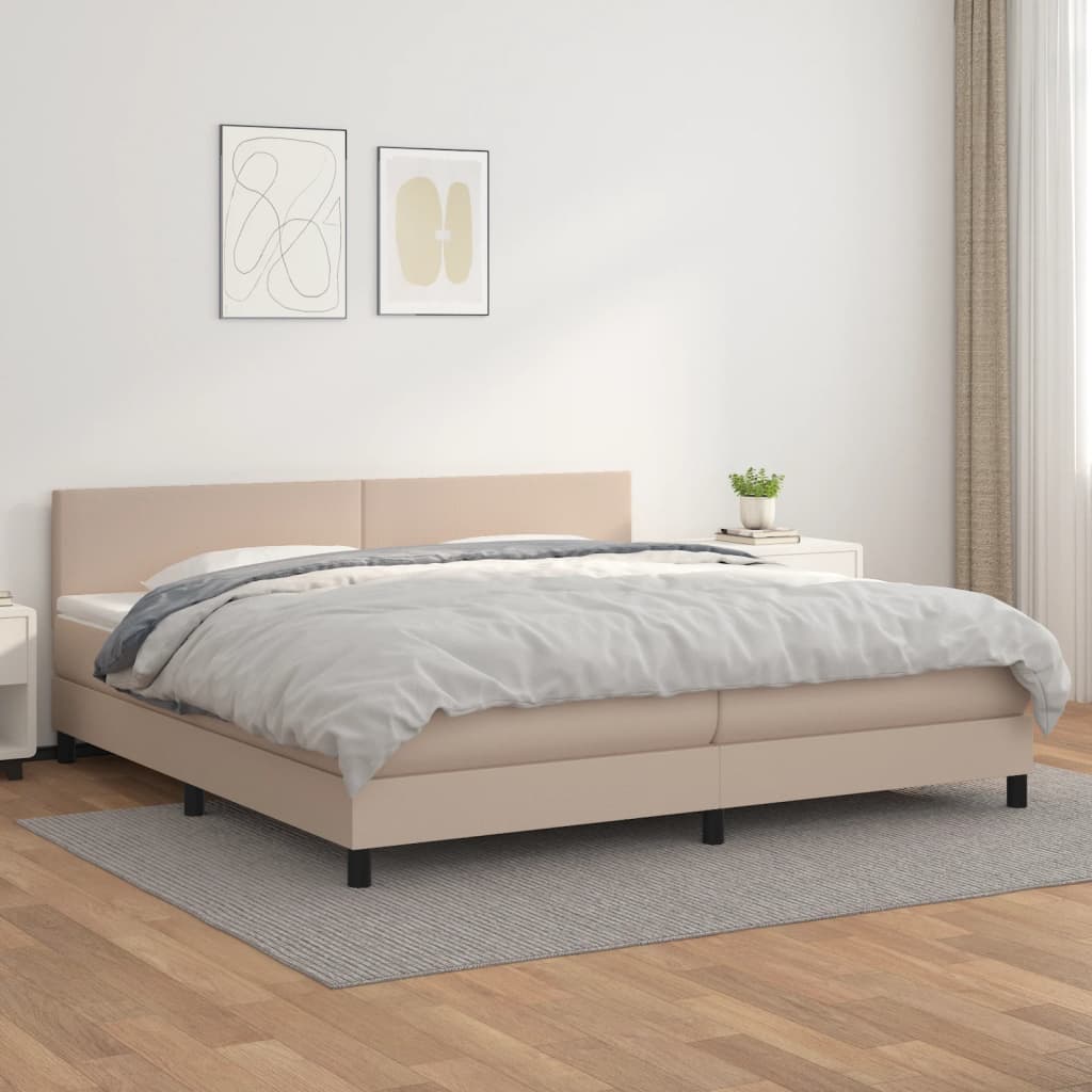 Krevet box spring s madracem cappuccino 200x200cm umjetna koža