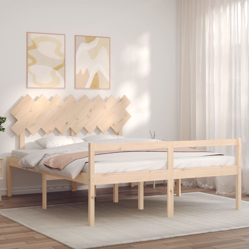 Krevet za starije s uzglavljem 160x200 cm od masivnog drva