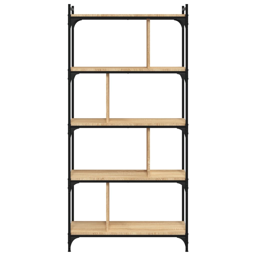 Regal za knjige s 5 razina boja hrasta 76 x 32 x 158 cm drveni