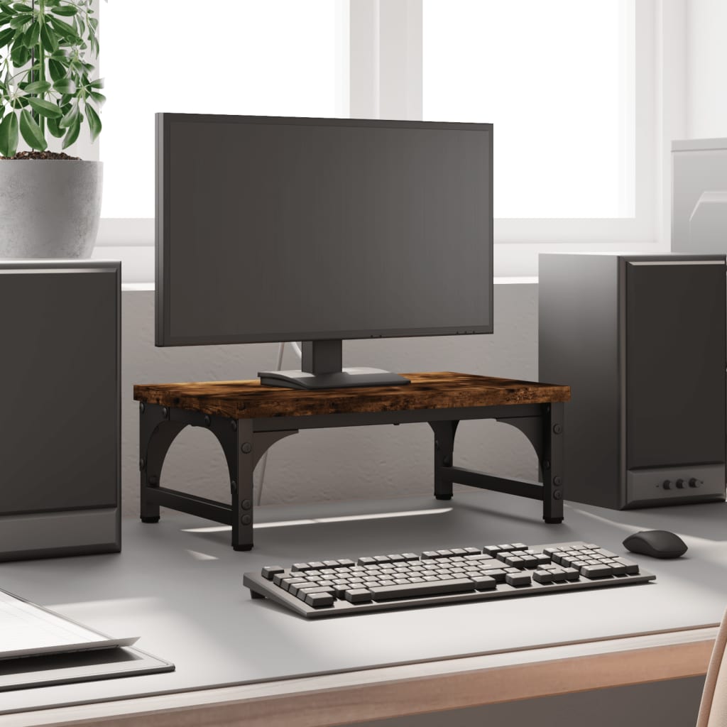 Stalak za monitor boja dimljenog hrasta 37 x 23 x 14 cm drveni