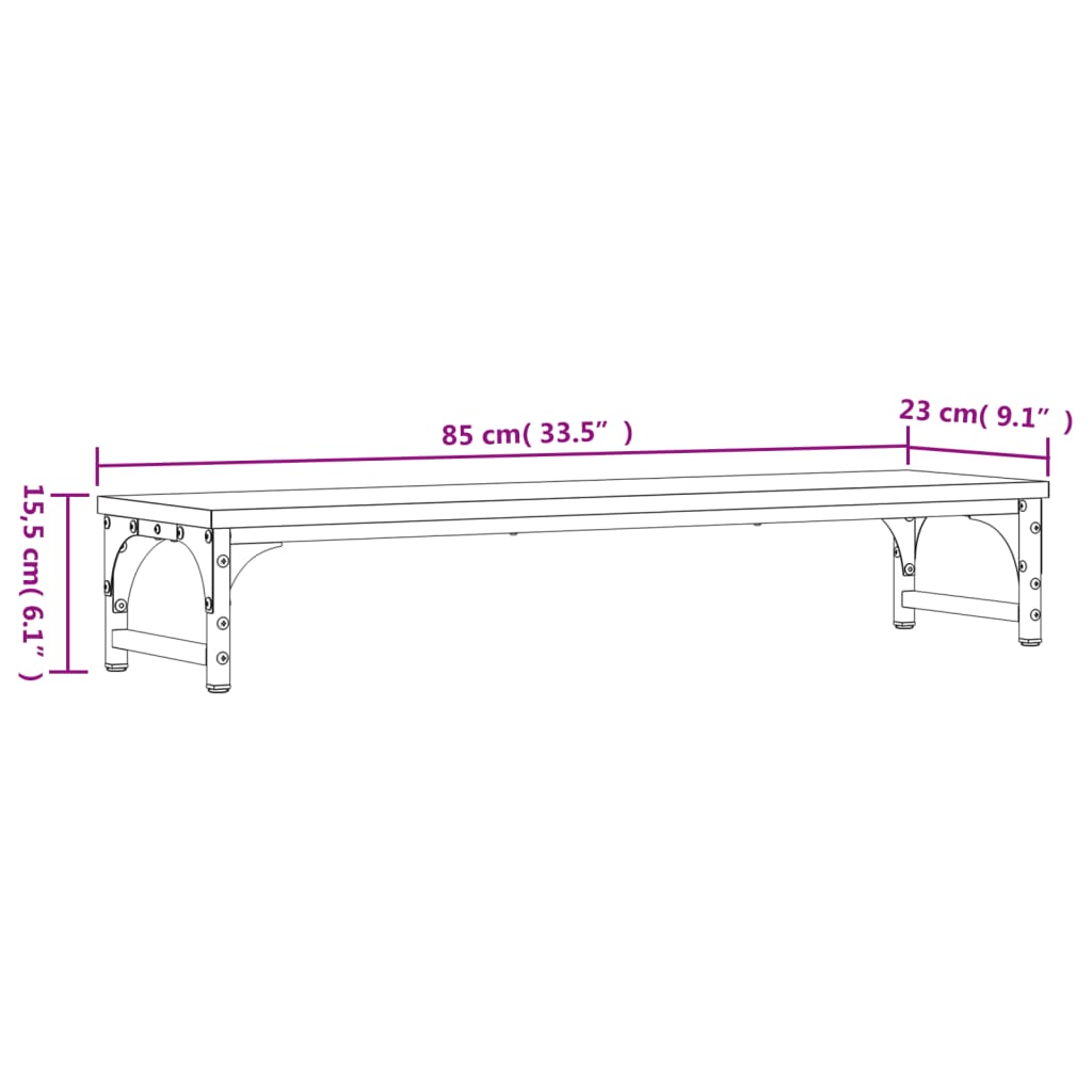 Stalak za monitor boja dimljenog hrasta 85x23x15,5 cm drveni