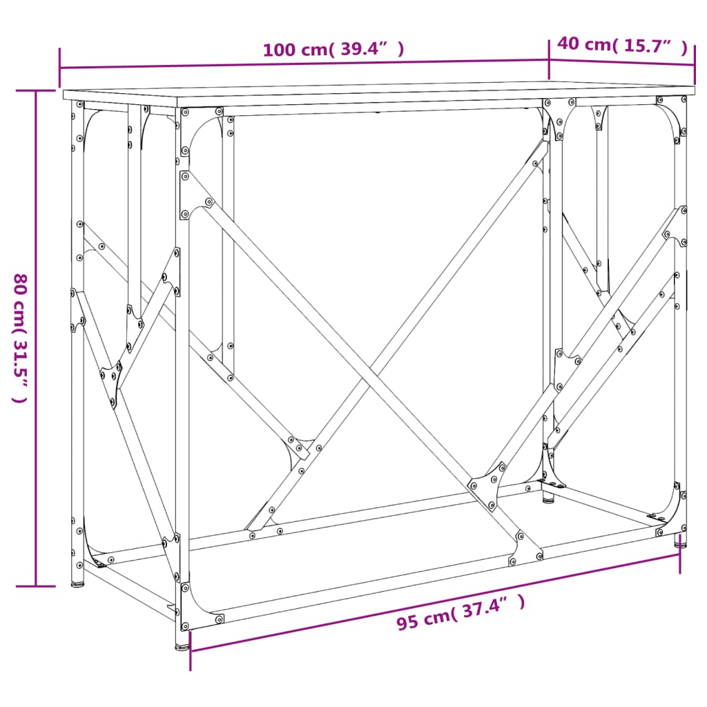 Konzolni stol boja hrasta sonome 100x40x80 cm konstruirano drvo