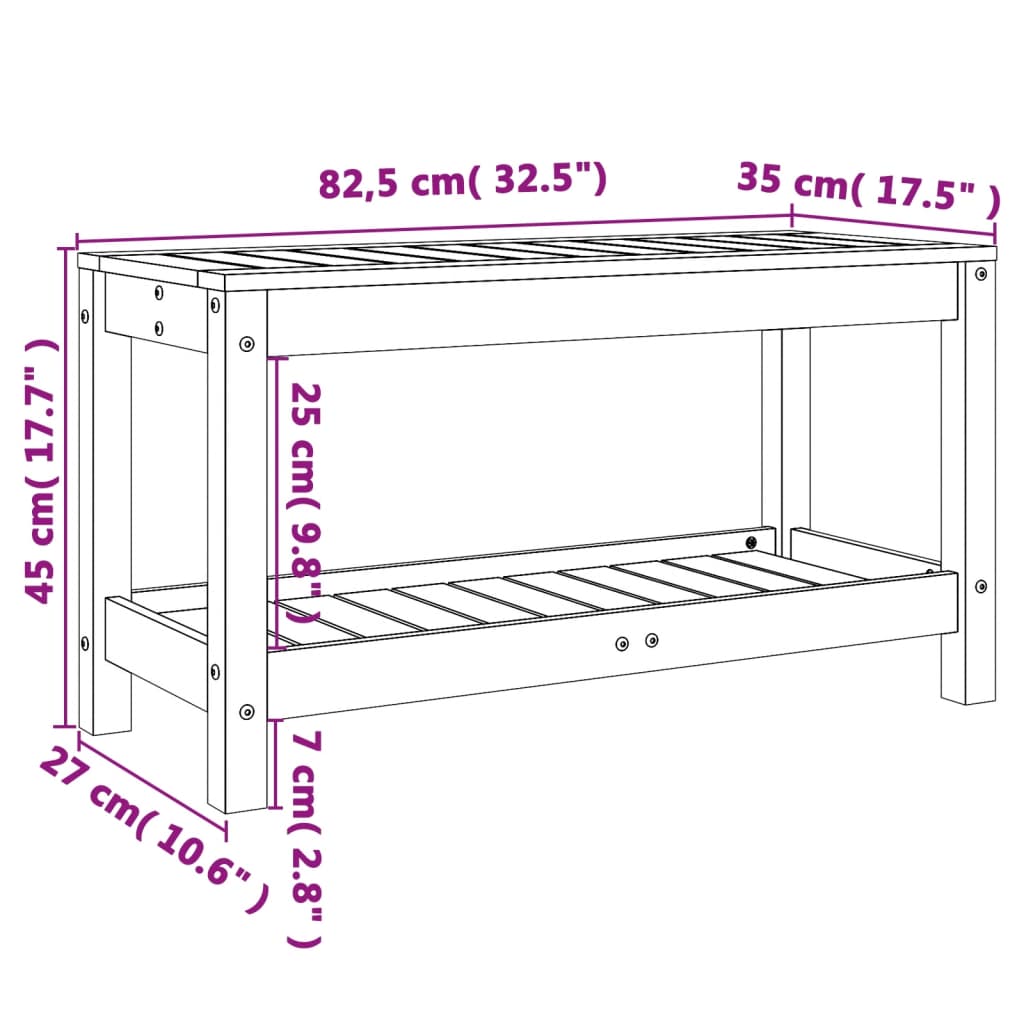 Vrtna klupa crna 82,5x35x45 cm od masivne borovine