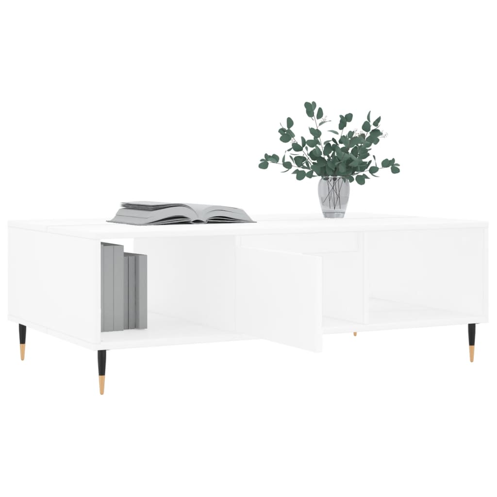 Stolić za kavu bijeli 104 x 60 x 35 cm od konstruiranog drva