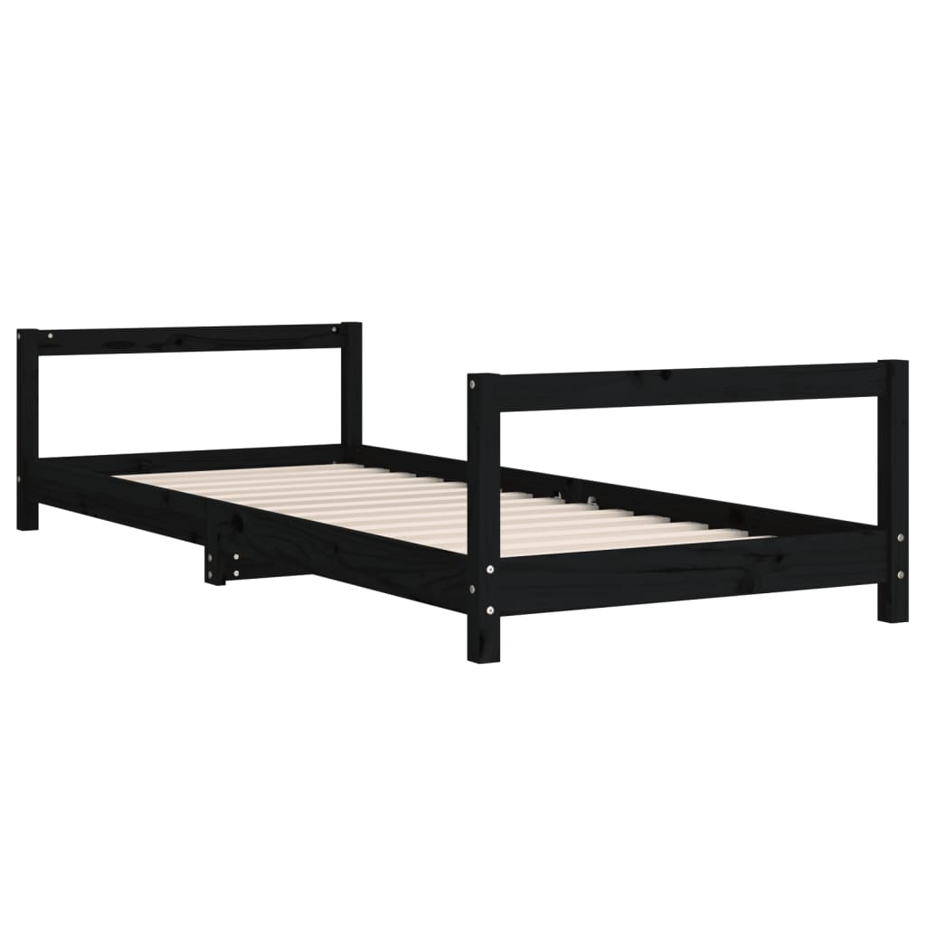 Okvir za dječji krevet crni 90 x 190 cm od masivne borovine