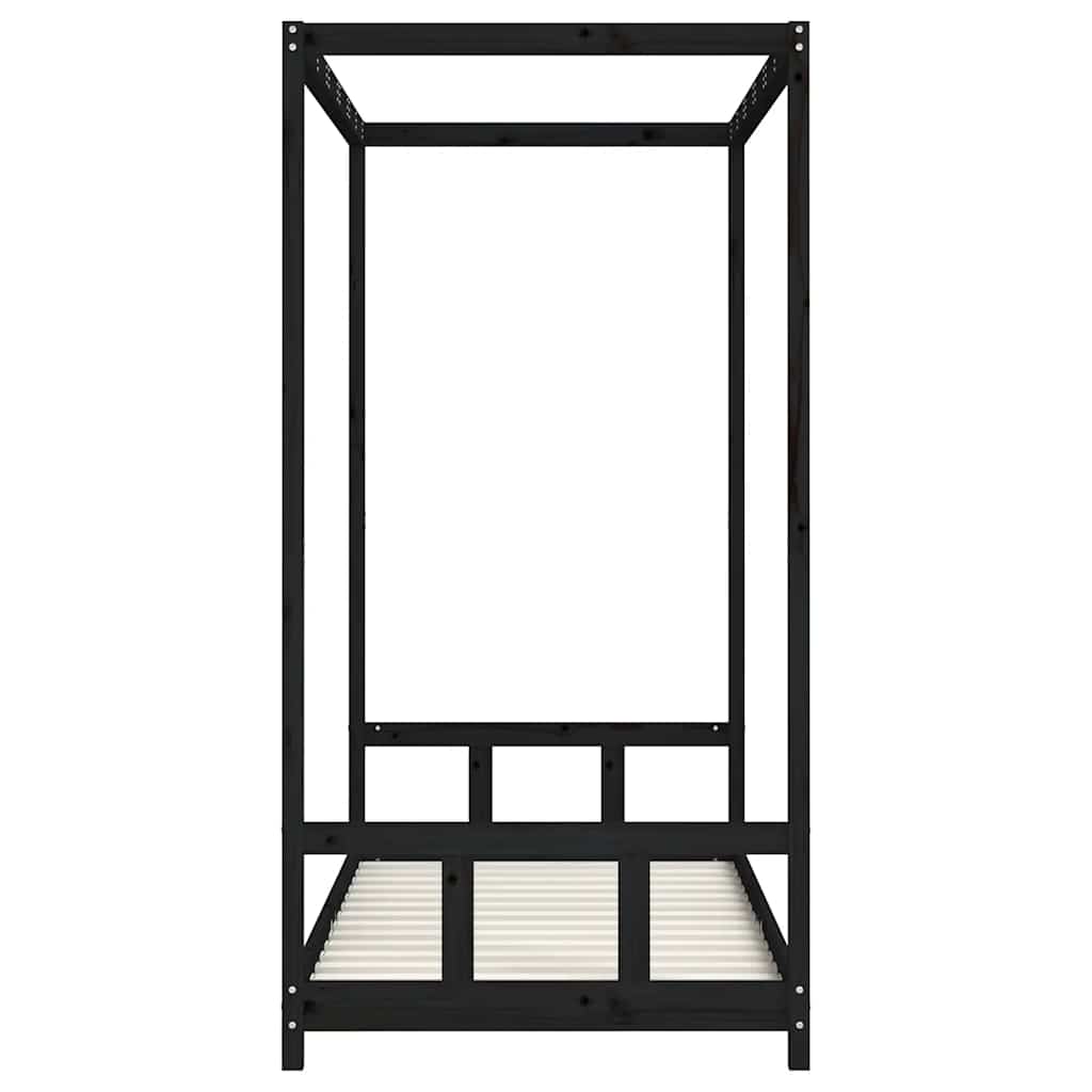 Okvir za dječji krevet crni 90 x 190 cm od masivne borovine