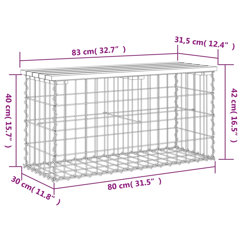 Vrtna klupa s gabionskim dizajnom 83x31,5x42 cm drvo duglazije