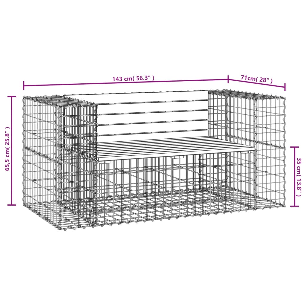 Vrtna klupa s gabionskim dizajnom 143x71x65,5 cm drvo duglazije