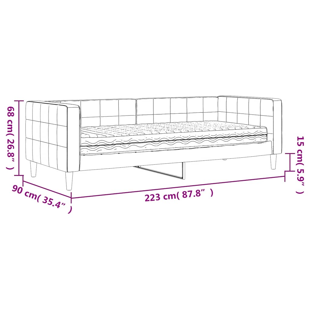Dnevni krevet s madracem tamnozeleni 80 x 200 cm baršunasti