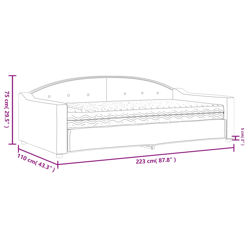 Dnevni krevet s madracem smeđesivi 100 x 200 cm od tkanine