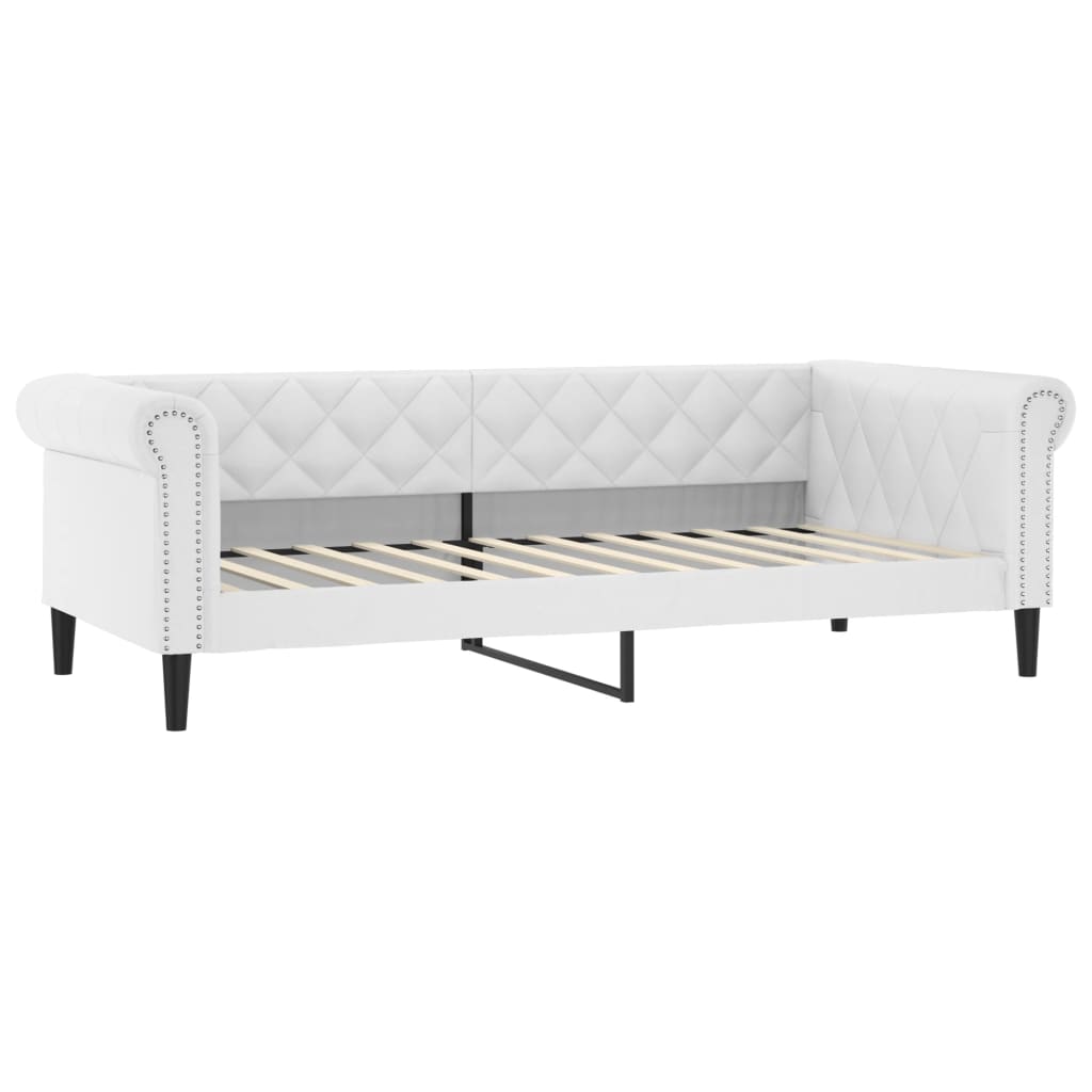 Dnevni krevet s madracem bijeli 90 x 200 cm od umjetne kože