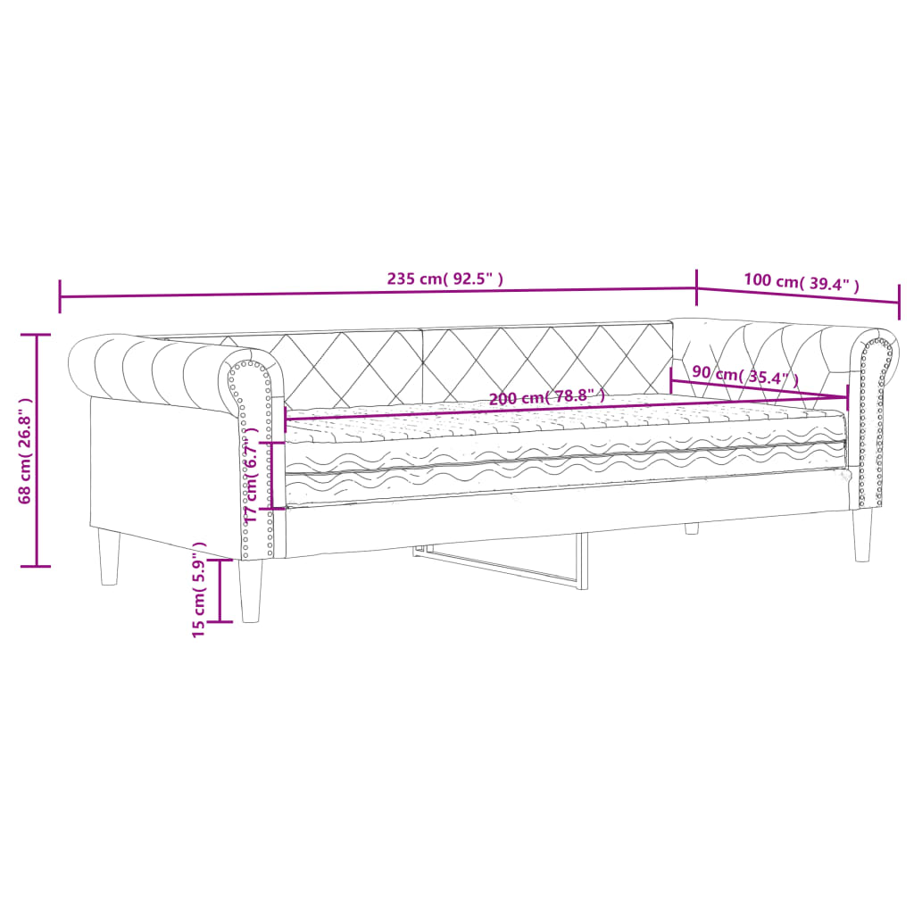 Dnevni krevet s madracem bijeli 90 x 200 cm od umjetne kože