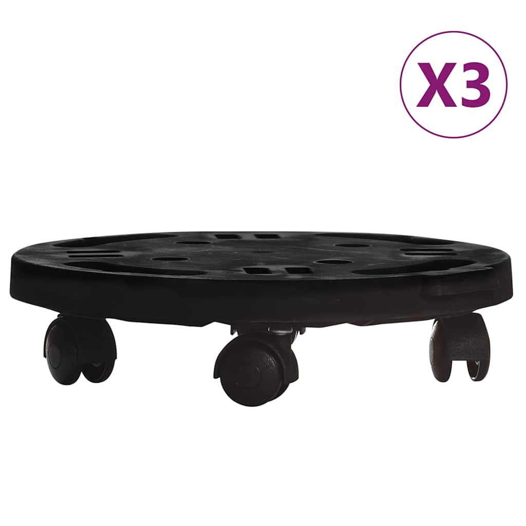 Kolica za biljke s kotačima 3 kom promjer 30 cm crna 170 kg