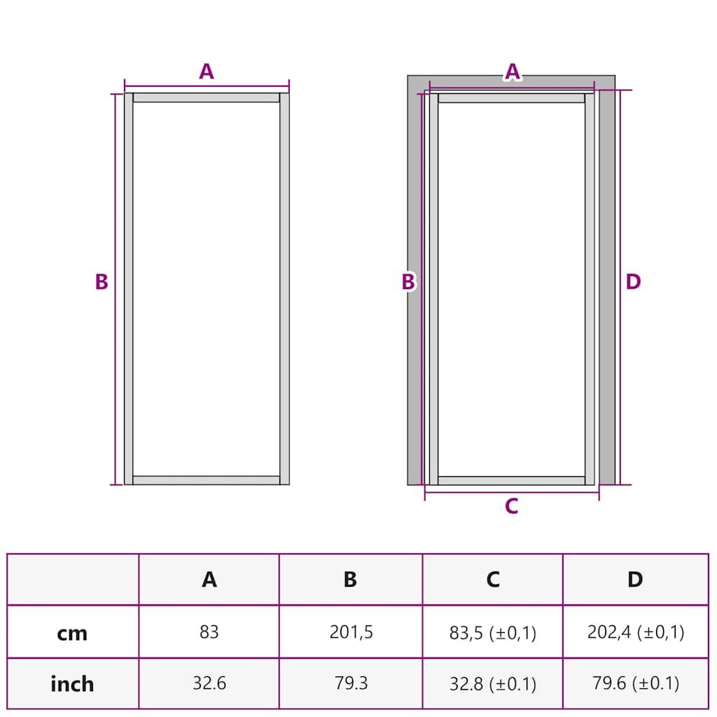 Unutarnja vrata 83 x 201,5 cm Bijela od ESG stakla i aluminija