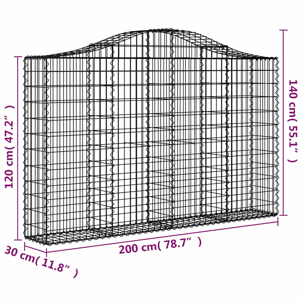 Lučne gabionske košare 2 kom 200x30x120/140cm pocinčano željezo