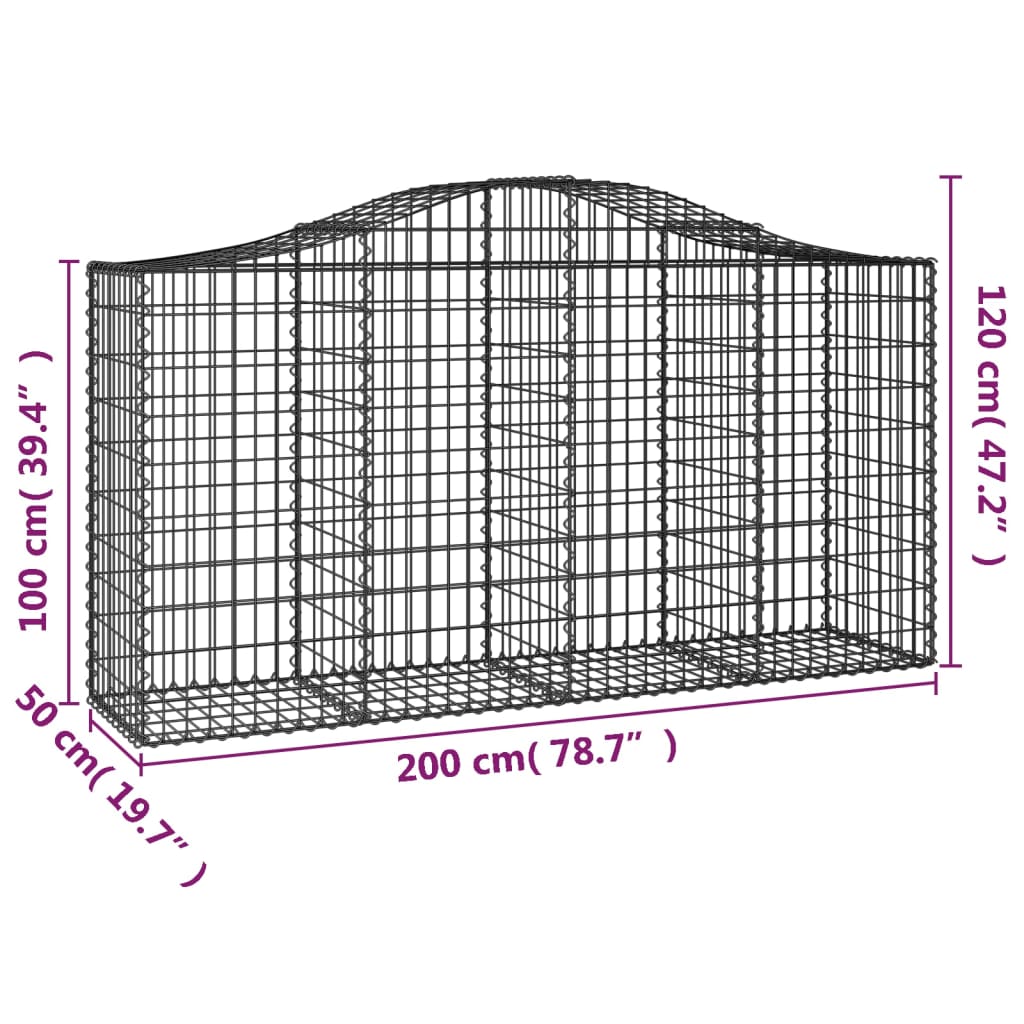 Lučne gabionske košare 12kom 200x50x100/120cm pocinčano željezo