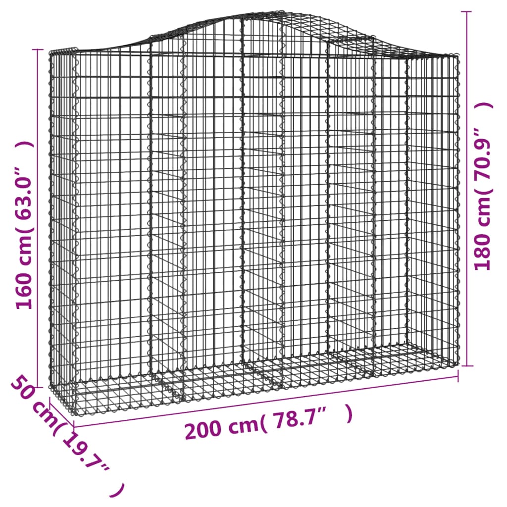 Lučne gabionske košare 12kom 200x50x160/180cm pocinčano željezo