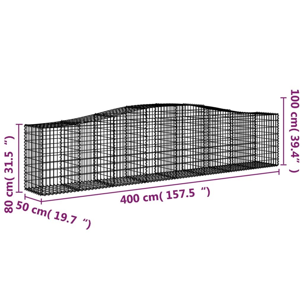 Lučne gabionske košare 9 kom 400x50x80/100 cm pocinčano željezo