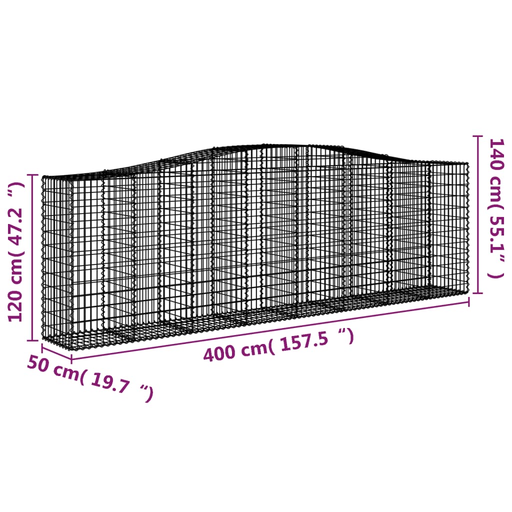 Lučne gabionske košare 4 kom 400x50x120/140cm pocinčano željezo