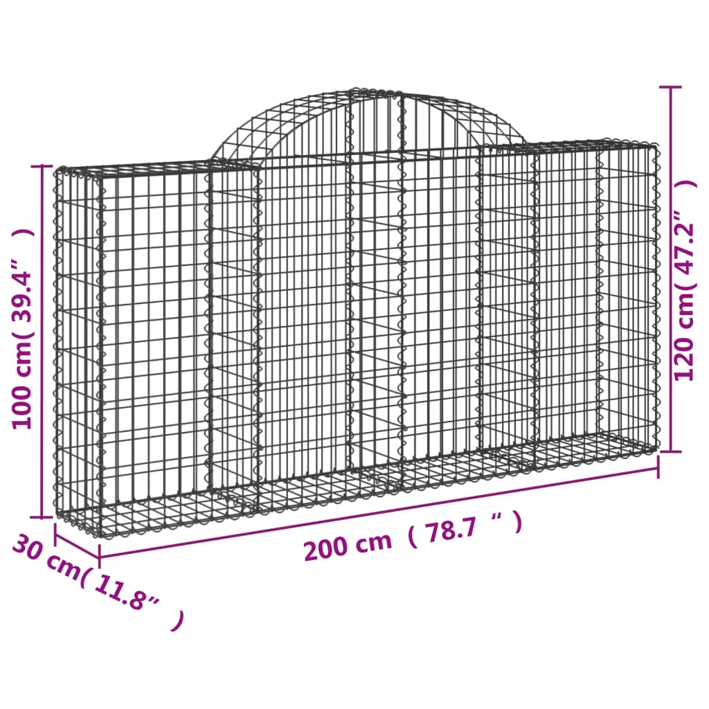 Lučne gabionske košare 7 kom 200x30x100/120cm pocinčano željezo