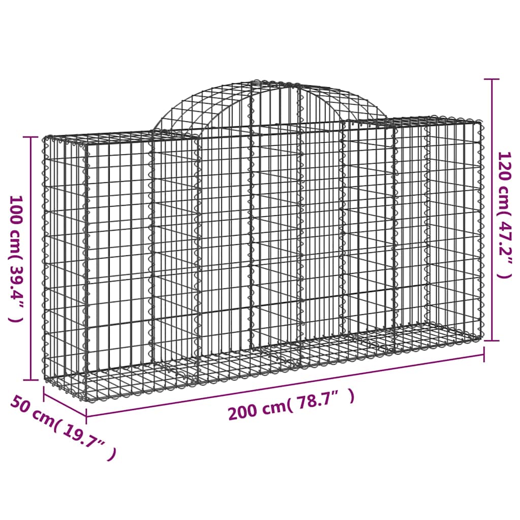 Lučne gabionske košare 4 kom 200x50x100/120cm pocinčano željezo