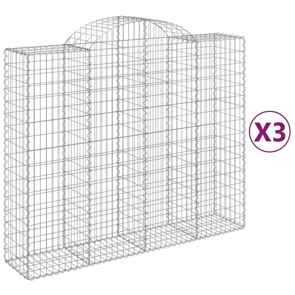 Lučne gabionske košare 3 kom 200x50x160/180cm pocinčano željezo