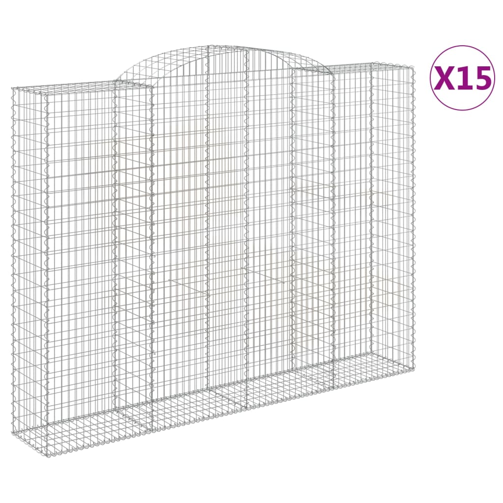 Lučne gabionske košare 15 kom 300x50x220/240 cm pocinčano željezo