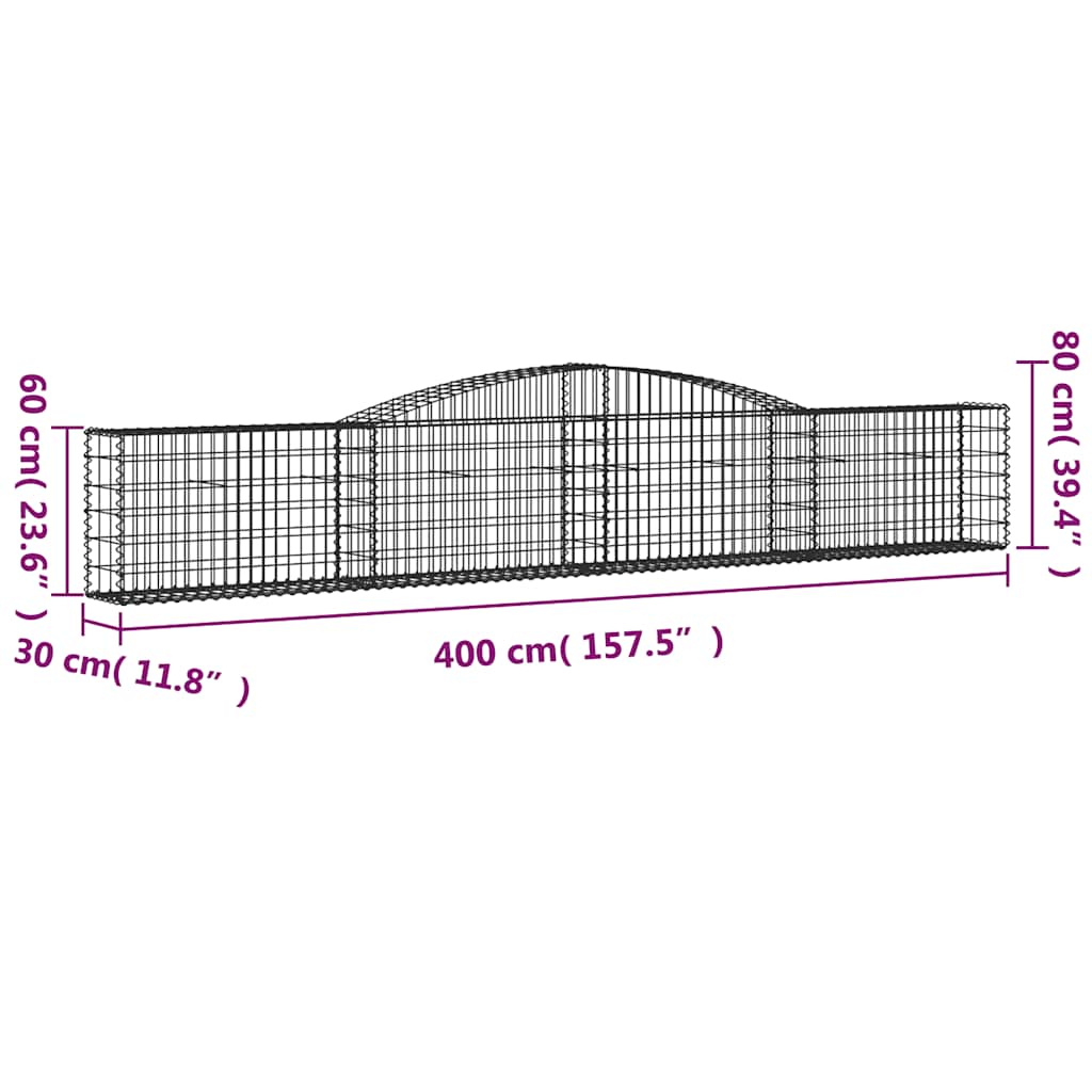 Lučne gabionske košare 4 kom 400x30x60/80 cm pocinčano željezo