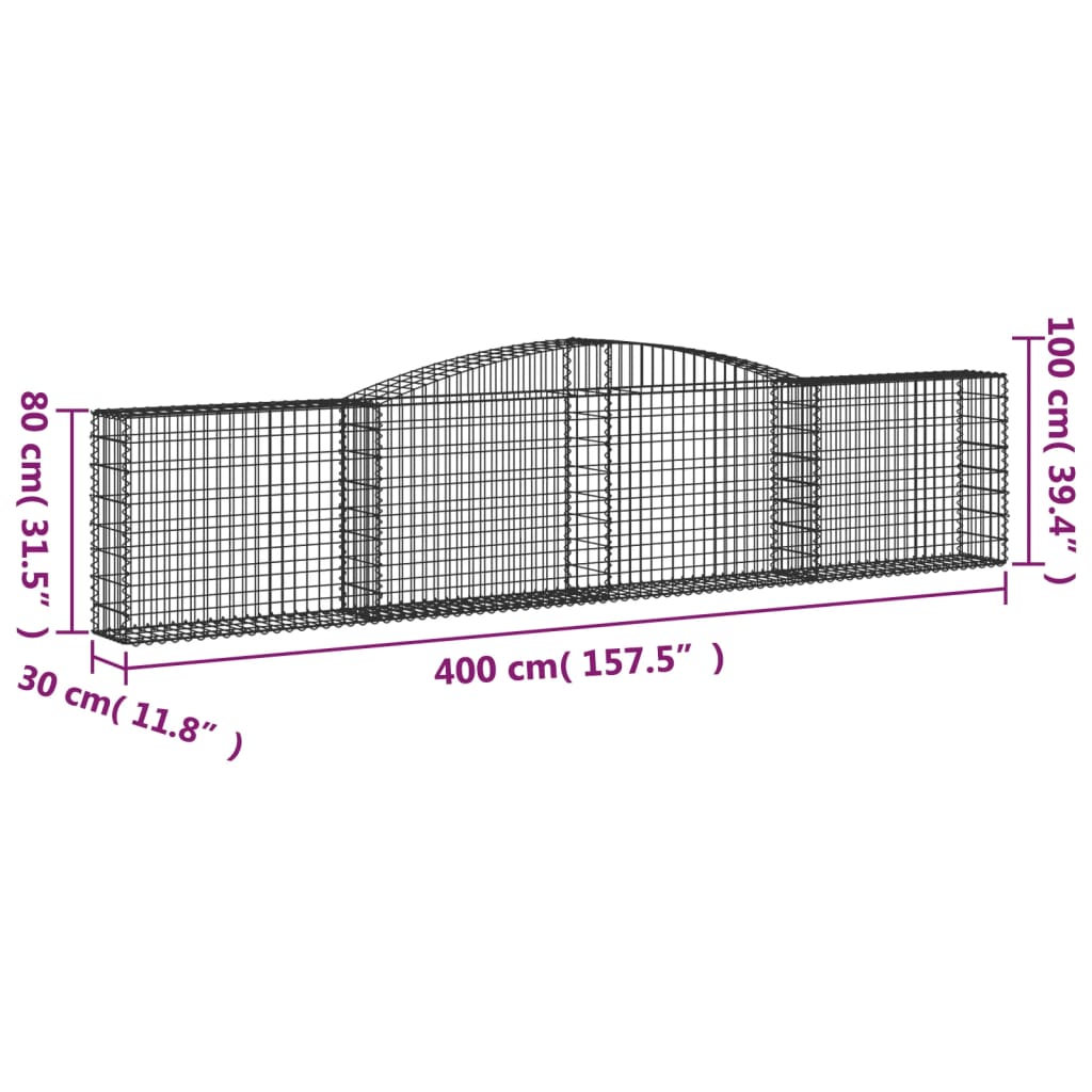 Lučne gabionske košare 5 kom 400x30x80/100 cm pocinčano željezo