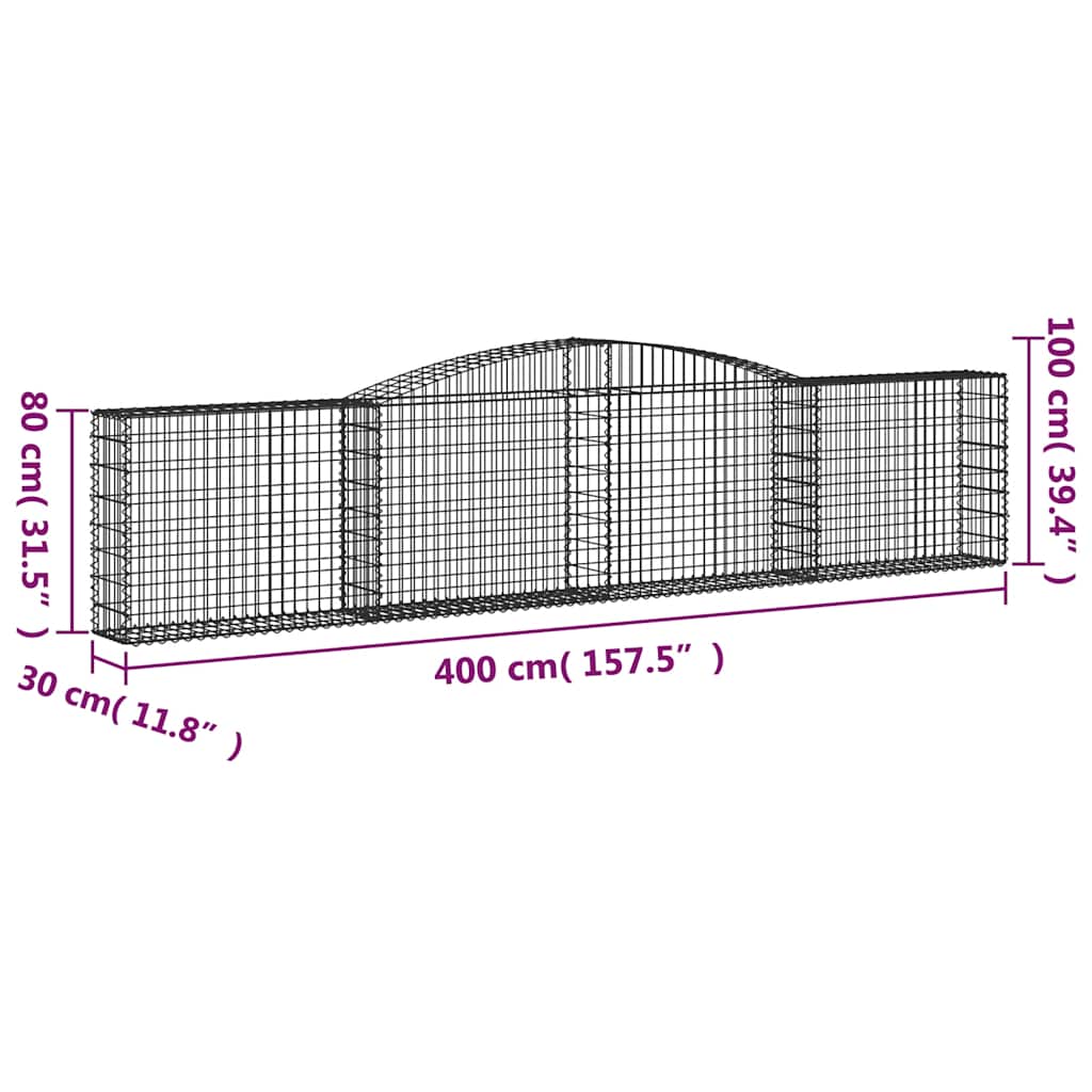 Lučne gabionske košare 20 kom 400x30x80/100cm pocinčano željezo