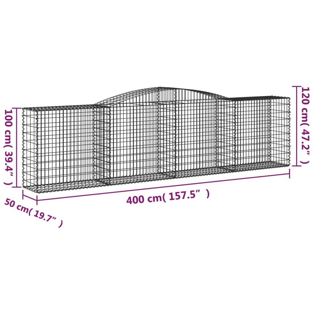 Lučne gabionske košare 20kom 400x50x100/120cm pocinčano željezo